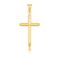 14K yellow gold slim cross pendant with slanted ends
