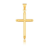 14k Yellow Gold Slim Cross Pendant with Slanted Ends thumbnail 1