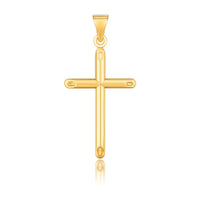 14k Yellow Gold Slim Cross Pendant with Slanted Ends