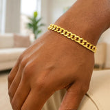 14k Yellow Gold Semi Solid Miami Cuban Bracelet (6.60 mm) thumbnail 7
