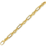 14k Yellow Gold Italian Alternating Paperclip Oval Links Bracelet (9.30 mm) thumbnail 1