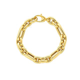 14k Yellow Gold Italian Alternating Paperclip Oval Links Bracelet (9.30 mm) thumbnail 2