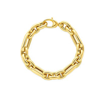 14k Yellow Gold Italian Alternating Paperclip Oval Links Bracelet (9.30 mm)
