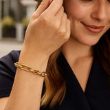 14k Yellow Gold Italian Alternating Paperclip Oval Links Bracelet (9.30 mm) thumbnail 3