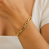 14k Yellow Gold Italian Alternating Paperclip Oval Links Bracelet (9.30 mm) thumbnail 4