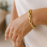 14k Yellow Gold Italian Alternating Paperclip Oval Links Bracelet (9.30 mm) thumbnail 5