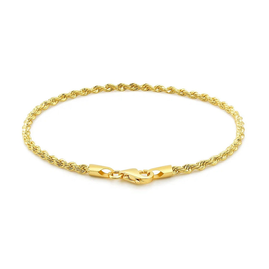 10k Yellow Gold Solid Diamond Cut Rope Bracelet (2.50 mm)