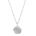 Rhodium plated sterling silver sea shell pendant necklace
