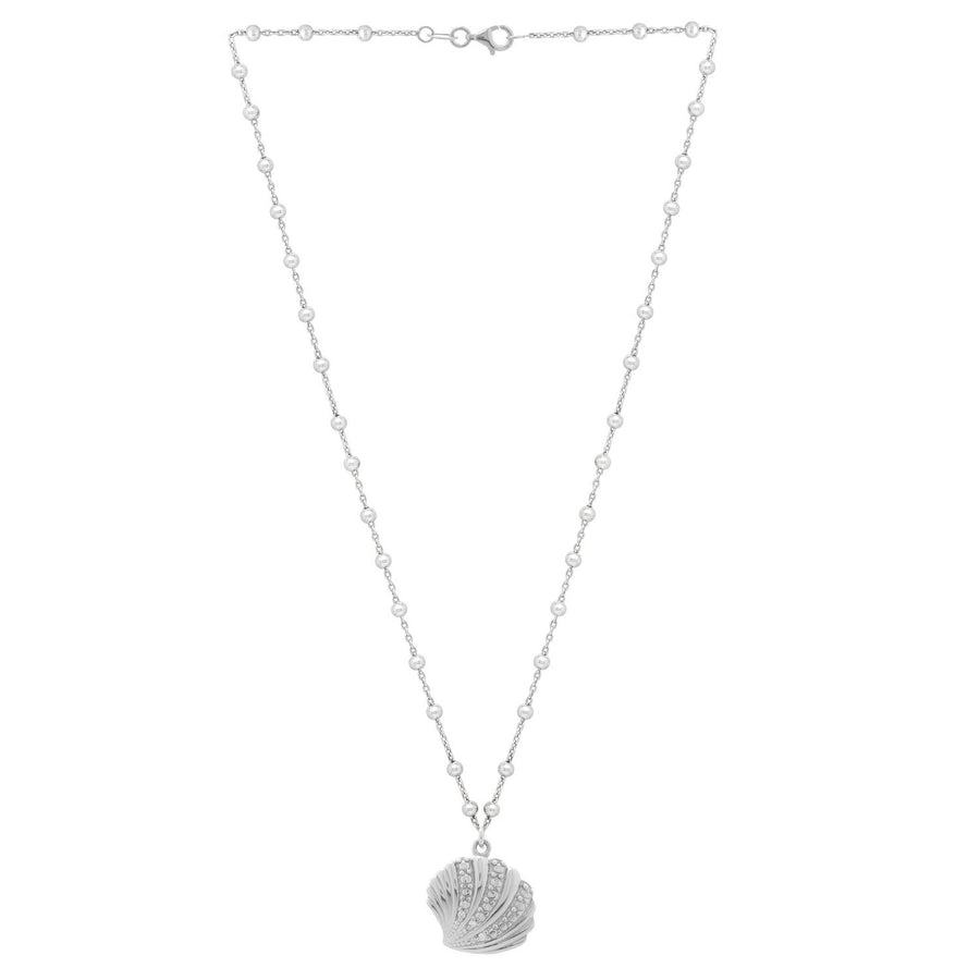 Sterling Silver Rhodium Plated Sea Shell Necklace