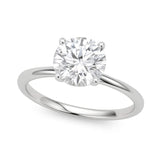 14K white gold ring with 1 round diamond solitaire stone thumbnail 1
