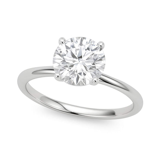 14K white gold ring with 1 round diamond solitaire stone