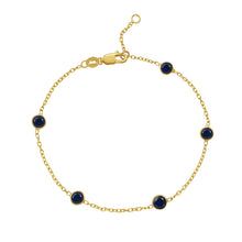 14K Yellow Gold Blue Sapphire Station Bracelet