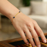 14K Yellow Gold Blue Sapphire Station Bracelet thumbnail 4