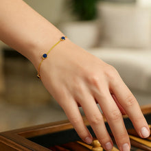 14K Yellow Gold Blue Sapphire Station Bracelet