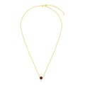14K yellow gold necklace with round garnet stone on 17 inch chain