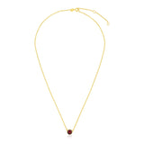 14K yellow gold necklace with round garnet stone on 17 inch chain thumbnail 1