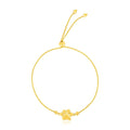 14K yellow gold adjustable paw print bracelet on a fine 1.10 mm cable chain