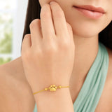 14k Yellow Gold Adjustable Paw Print Bracelet (1.10 mm) thumbnail 2