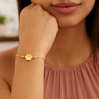 14k Yellow Gold Adjustable Paw Print Bracelet (1.10 mm)