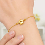 14k Yellow Gold Adjustable Paw Print Bracelet (1.10 mm) thumbnail 4