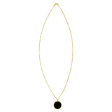 14K Yellow Gold Onyx Inlay Circle Necklace thumbnail 2