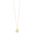 14K yellow gold initial H pendant with polished open letter design