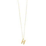 14K yellow gold initial H pendant with polished open letter design thumbnail 1