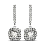 14K white gold ring with cushion diamond stones in a double halo setting thumbnail 1