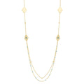14K yellow gold long hamsa hand pendant necklace on gold chain