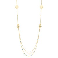 Long Hamsa Necklace in 14K Yellow Gold
