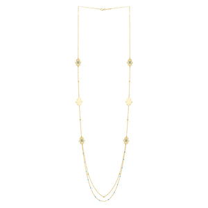 Long Hamsa Necklace in 14K Yellow Gold