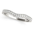 14K white gold ring with pave-set round diamond stones and milgrain edges