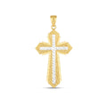 14K two-tone gold cross pendant with diamond-cut high polish finish