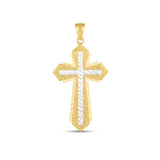 14k Two Tone Gold High Polish Diamond Cut Cross Pendant thumbnail 1