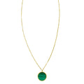 14K yellow gold circle necklace with green malachite inlay pendant