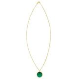 14K Yellow Gold Malachite Inlay Circle Necklace thumbnail 2