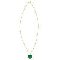 14K Yellow Gold Malachite Inlay Circle Necklace