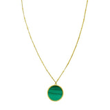 14K Yellow Gold Malachite Inlay Circle Necklace thumbnail 3