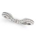 14K white gold curved wedding band with channel-set round diamond stones