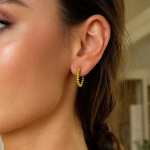 14K Yellow Gold Bead Hinged Hoop Earrings