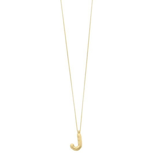 14K yellow gold initial J pendant with polished solid letter form