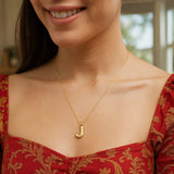 14K Yellow Gold Helium Initial J Pendant thumbnail 5