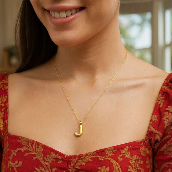 14K Yellow Gold Helium Initial J Pendant