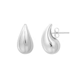Sterling Silver Rhodium Plated Puffed Teardrop Earrings thumbnail 3