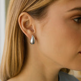 Sterling Silver Rhodium Plated Puffed Teardrop Earrings thumbnail 5