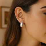 Sterling Silver Rhodium Plated Puffed Teardrop Earrings thumbnail 6