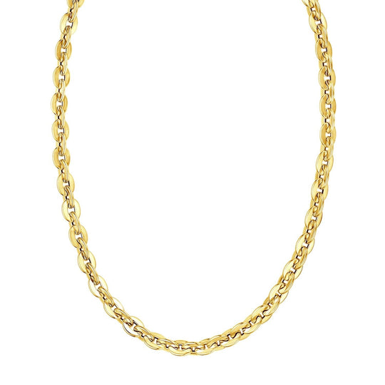 14K yellow gold mirror rolo link chain necklace, 7.30 mm width