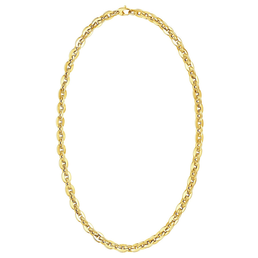 14K Yellow Gold Mirror Rolo Link Chain Necklace (7.30 mm)