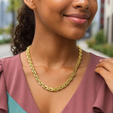 14K Yellow Gold Mirror Rolo Link Chain Necklace (7.30 mm) thumbnail 6