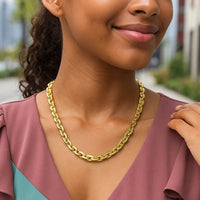 14K Yellow Gold Mirror Rolo Link Chain Necklace (7.30 mm)
